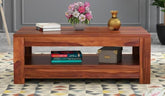 ONIJA Solid Wood Coffee Table with Storage Shelf